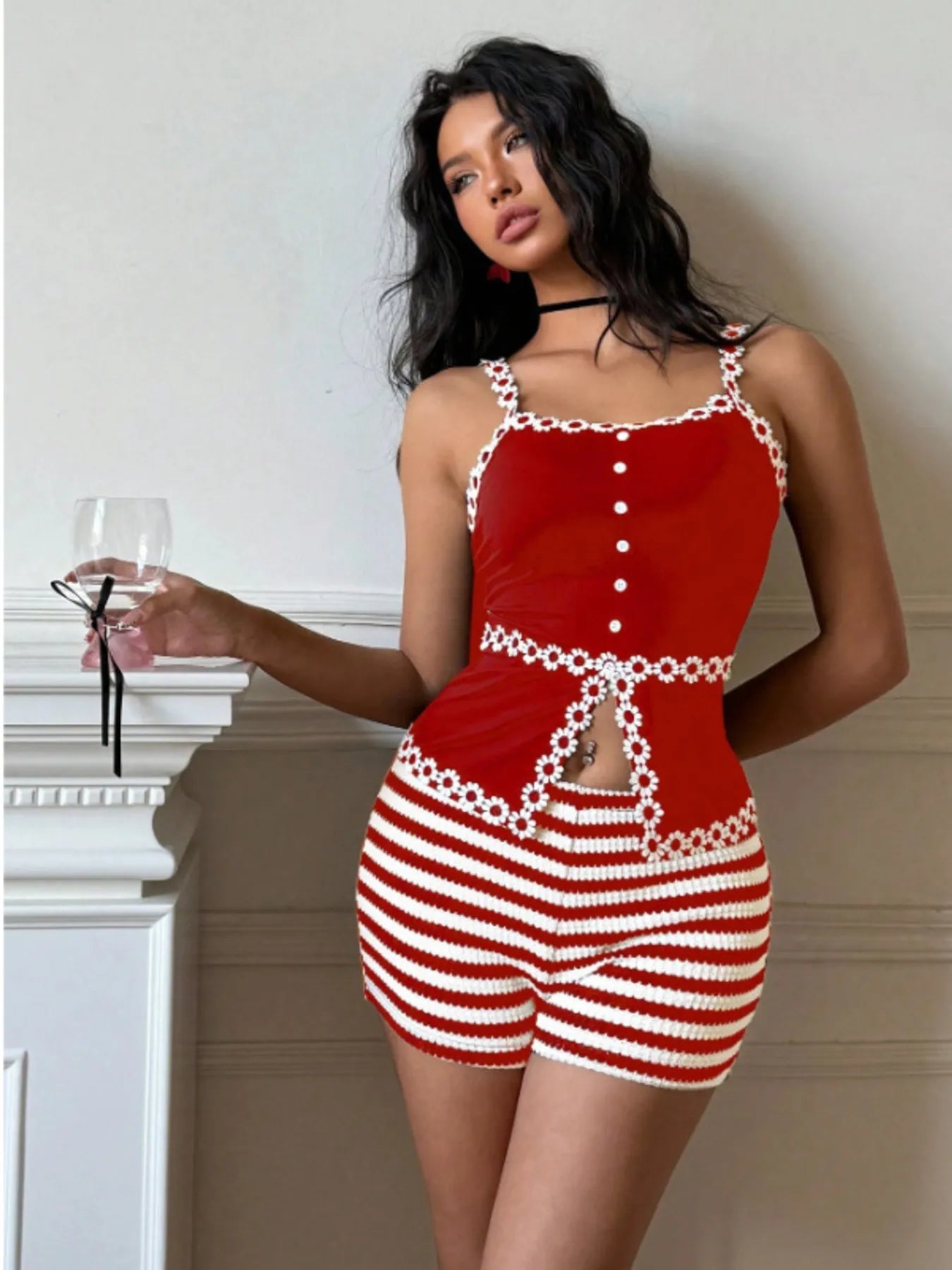 Striped High-Waist Knit Shorts