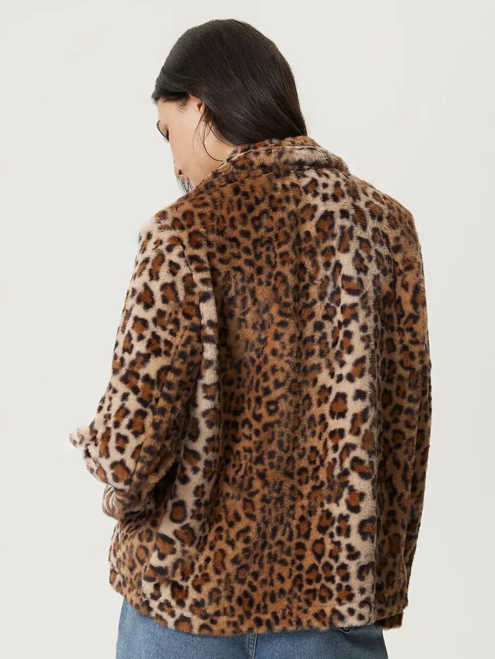 Fuzzy Leopard Collared Jacket