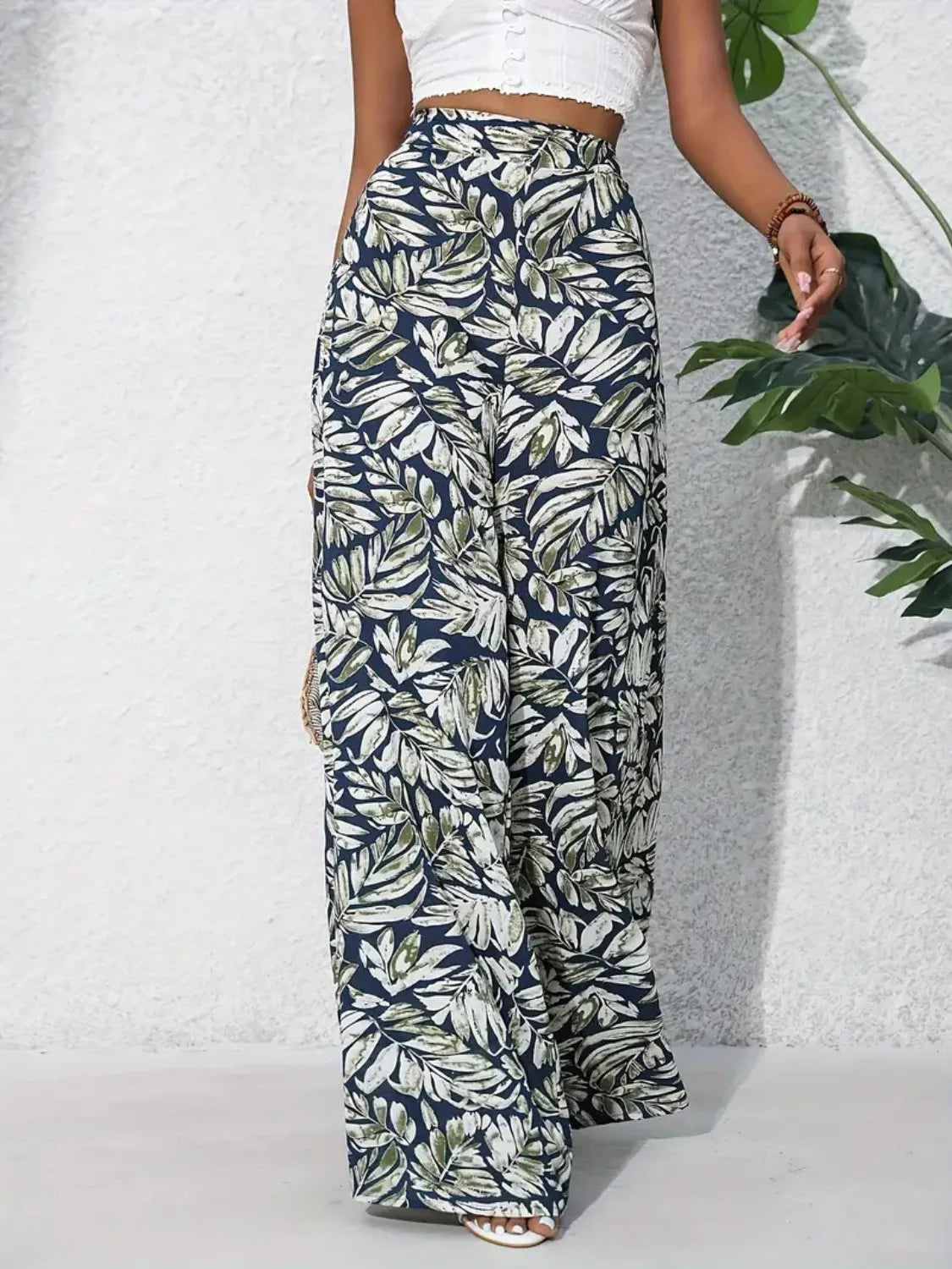 Printed High-Waist Wide Leg Pants