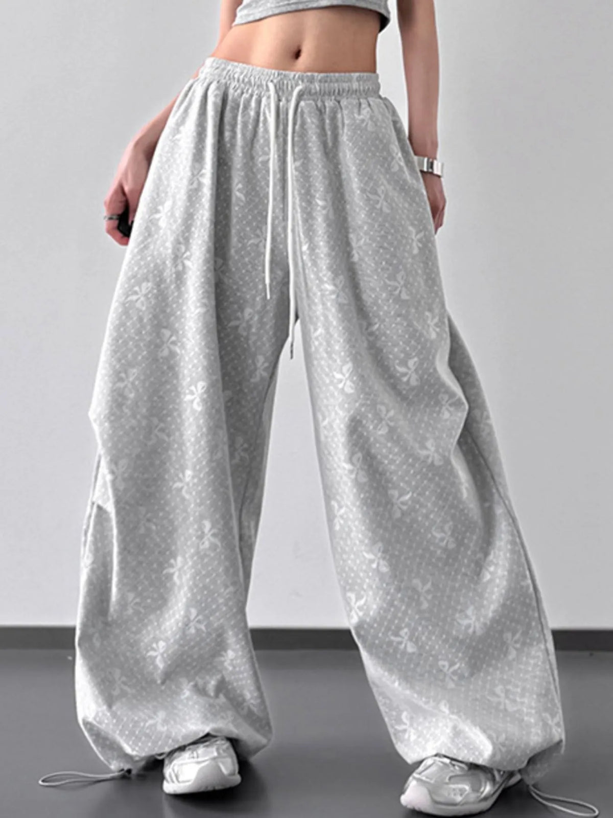 Wide Leg Drawstring Pants in White