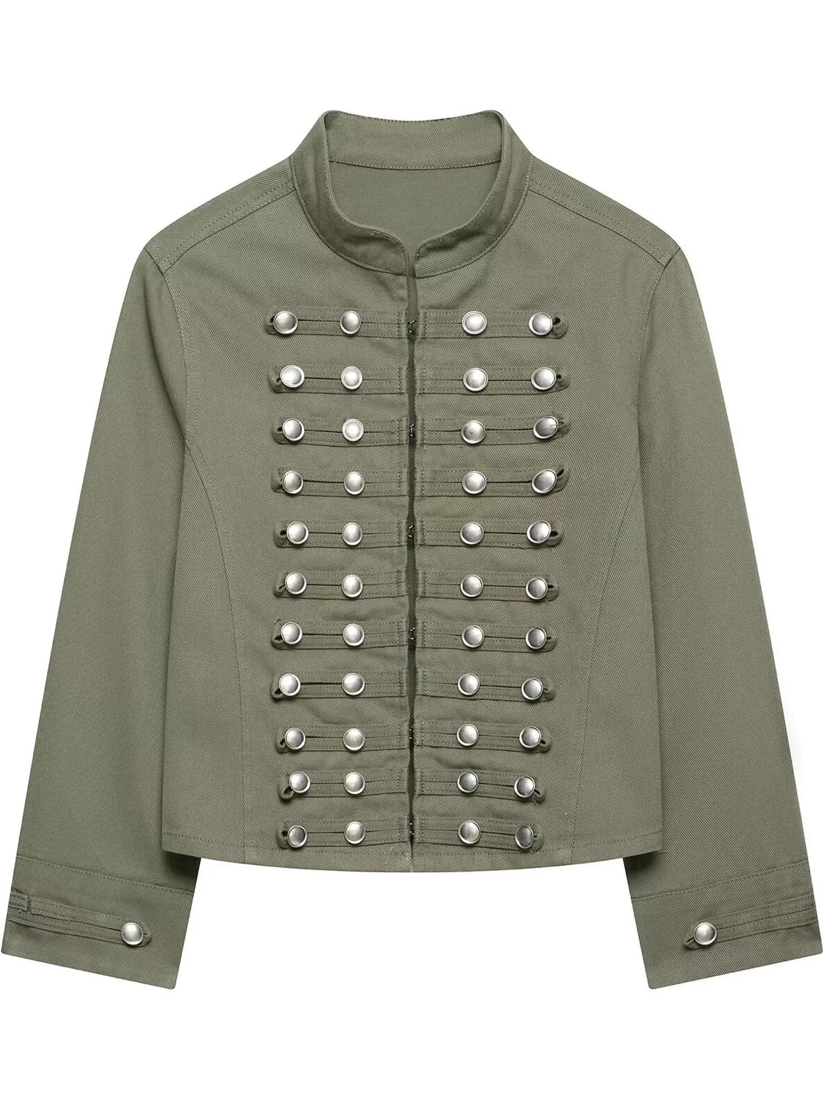 Decorative Button Cropped Denim Jacket
