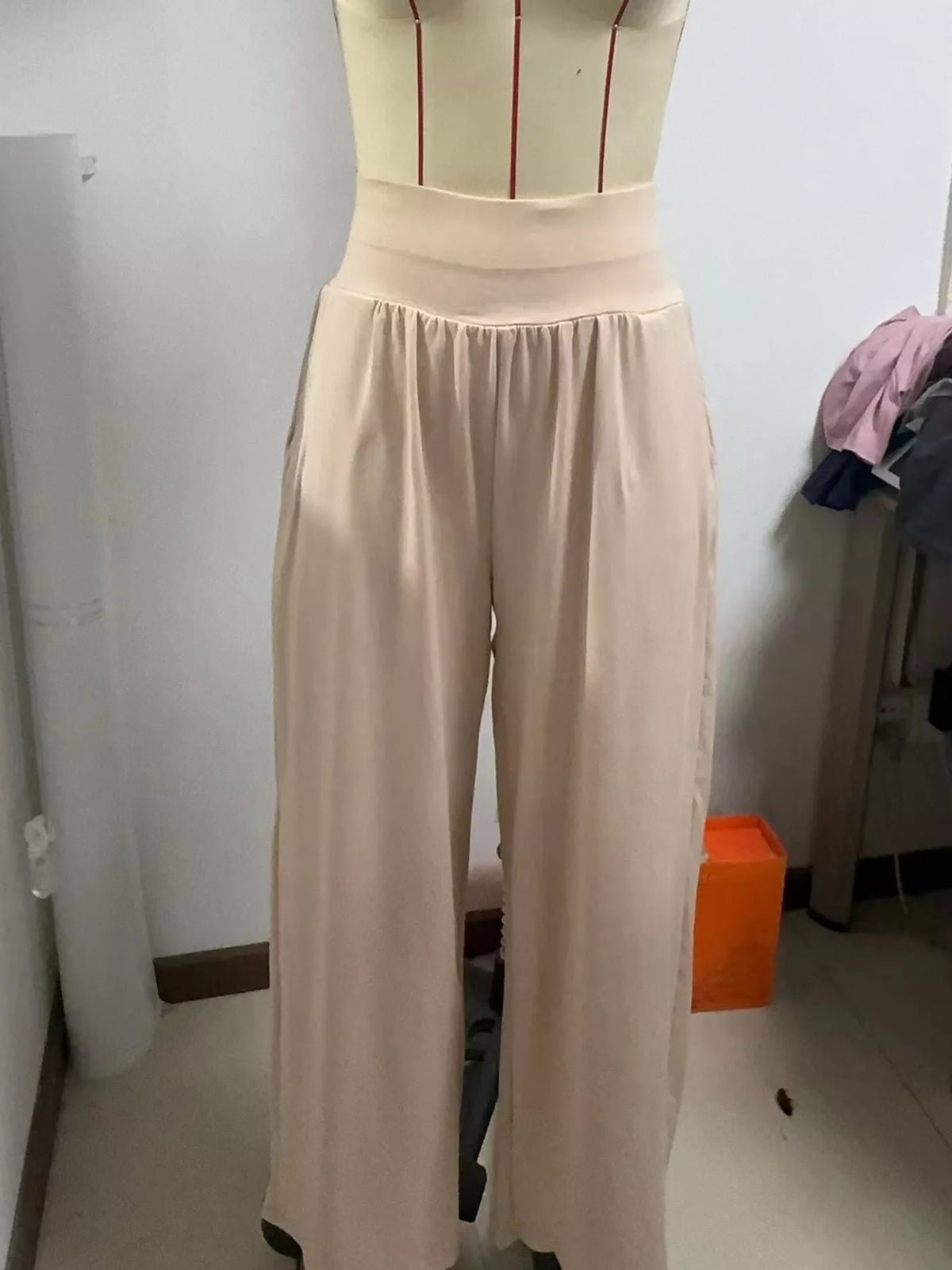 High-Rise Wide-Leg Pants with Pockets