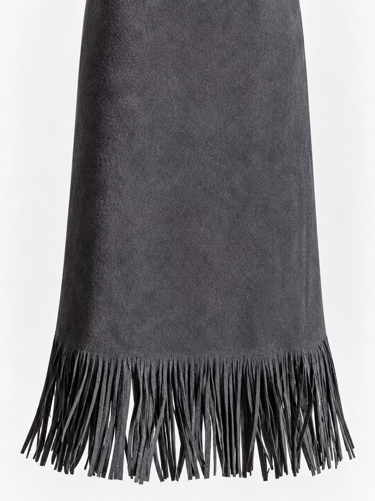 High-Waisted Fringe Midi Skirt