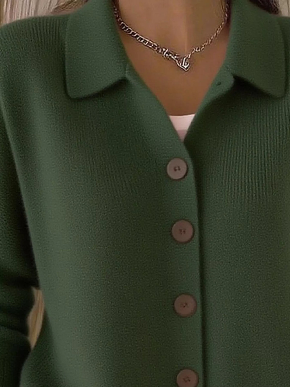 Collared Button-Down Knit Cardigan