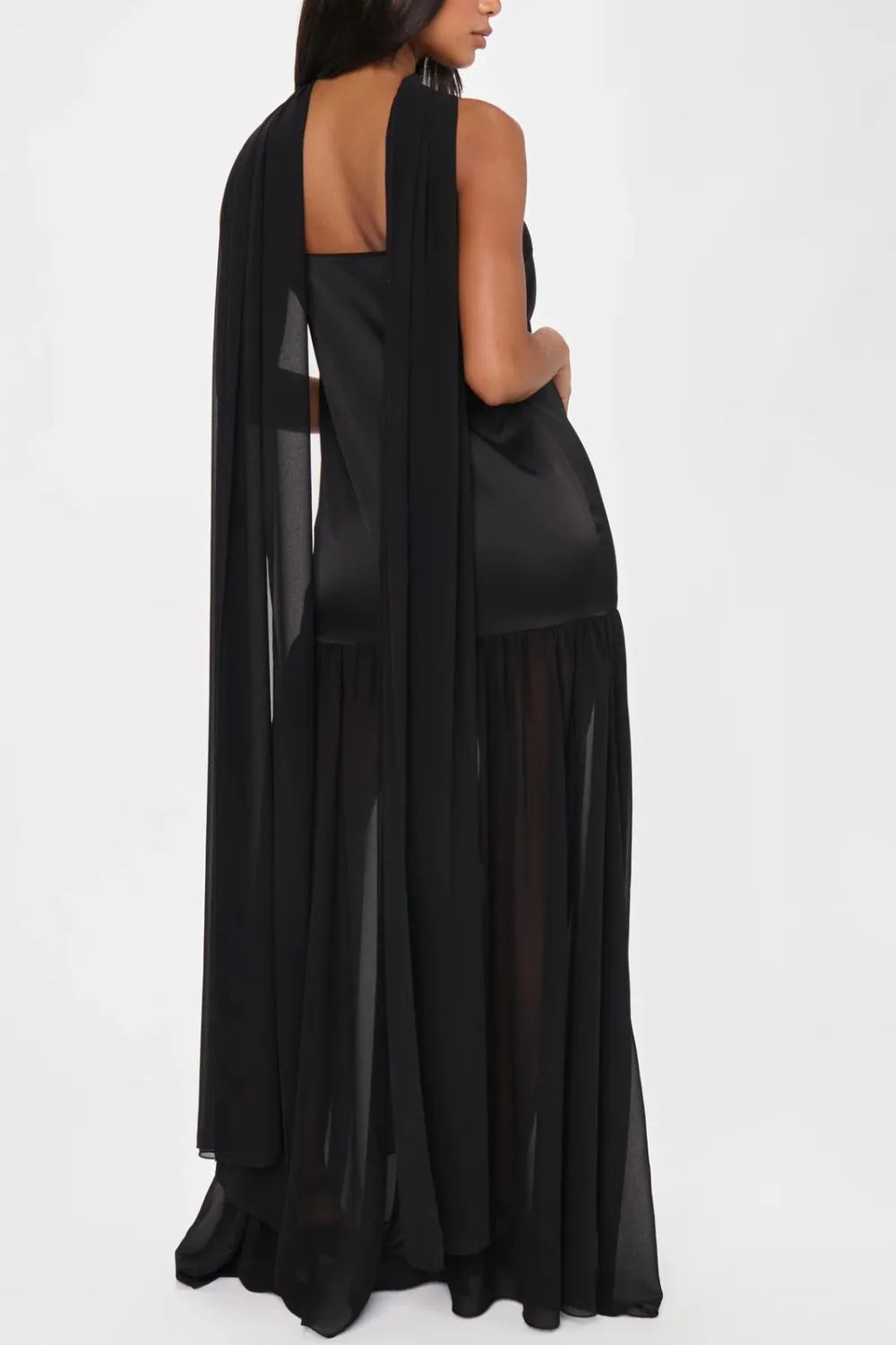 Adjustable Strap Mesh Cami Dress with Scarf