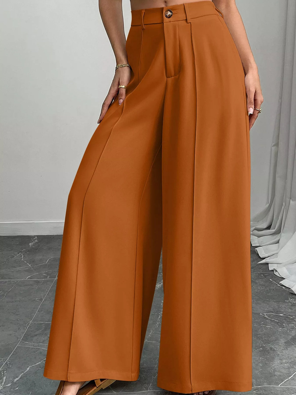 High-Waisted Wide-Leg Pants with Pockets