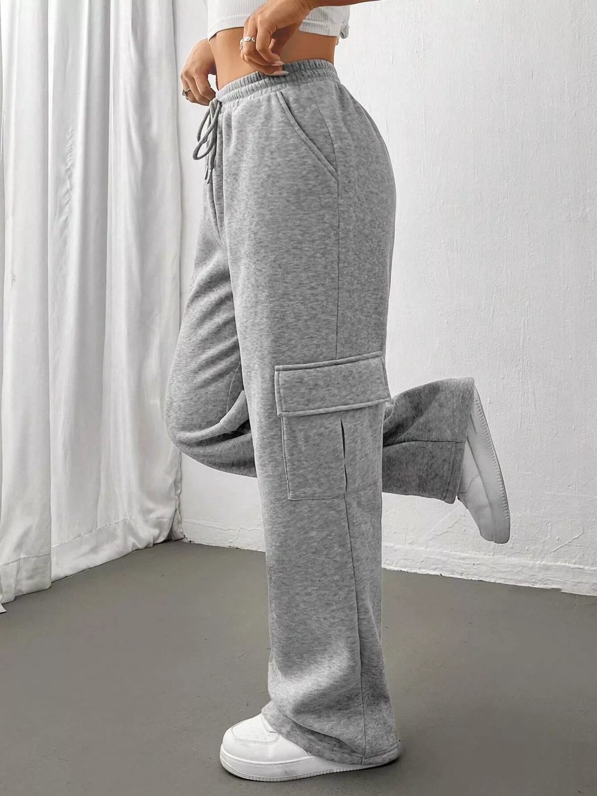 Relaxed Fit Drawstring Waist Pants