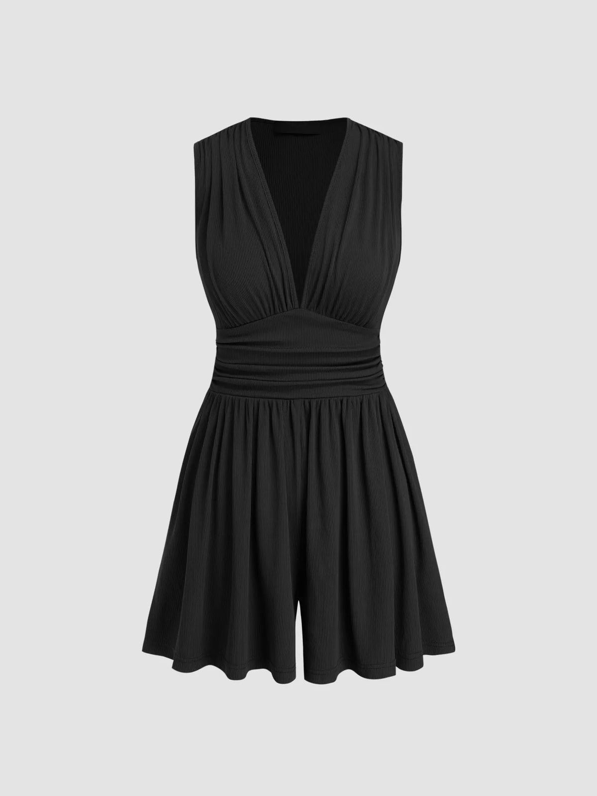 Deep V-Neck Ruched Romper