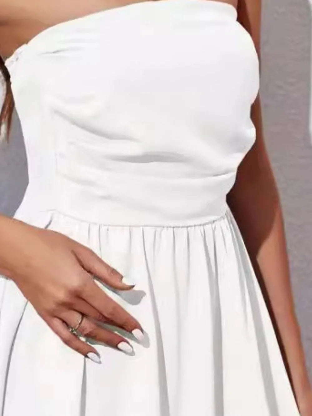 Ruched Tube Mini Dress in White