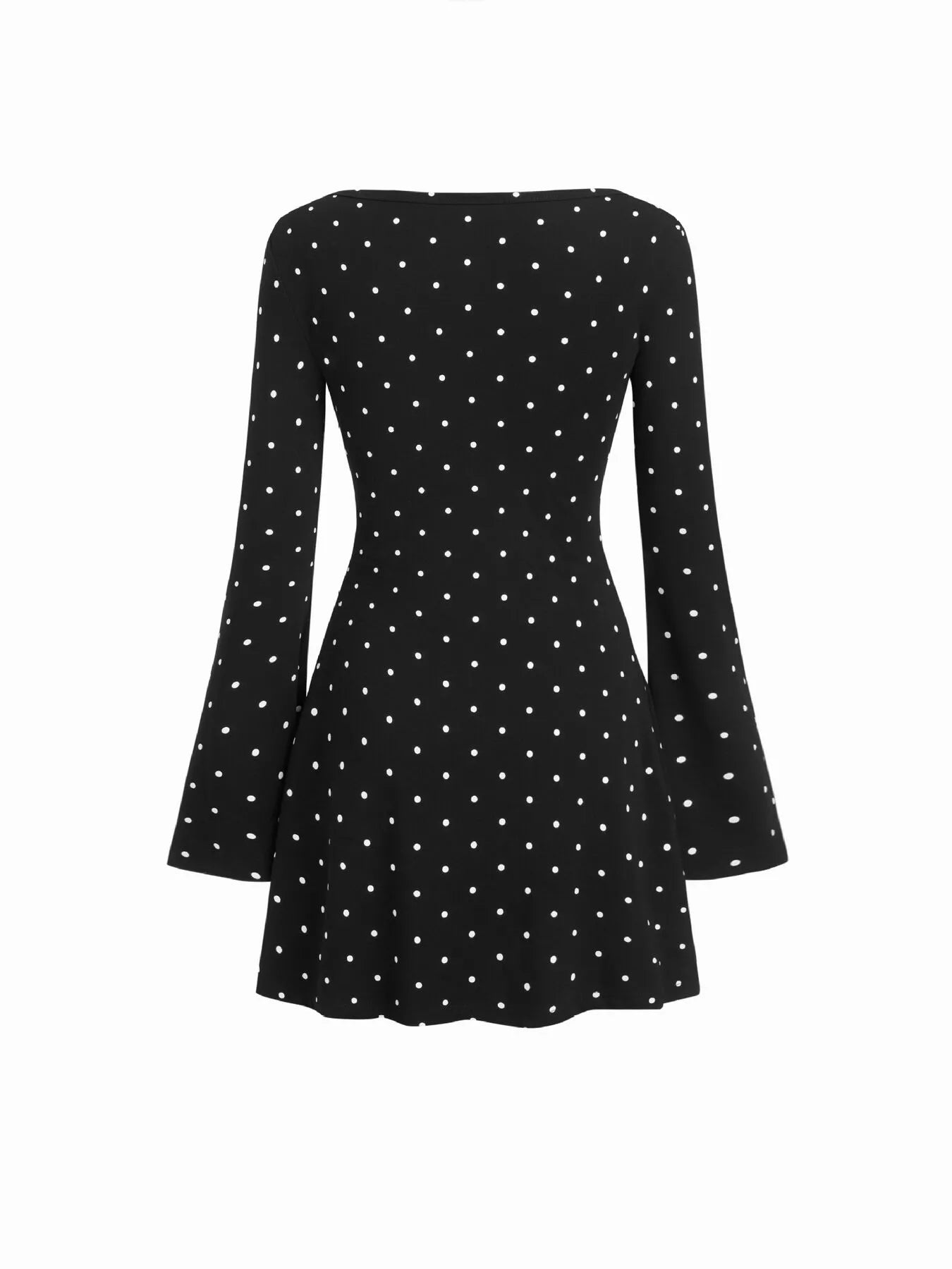 Polka Dot Flare-Sleeve Mini Dress