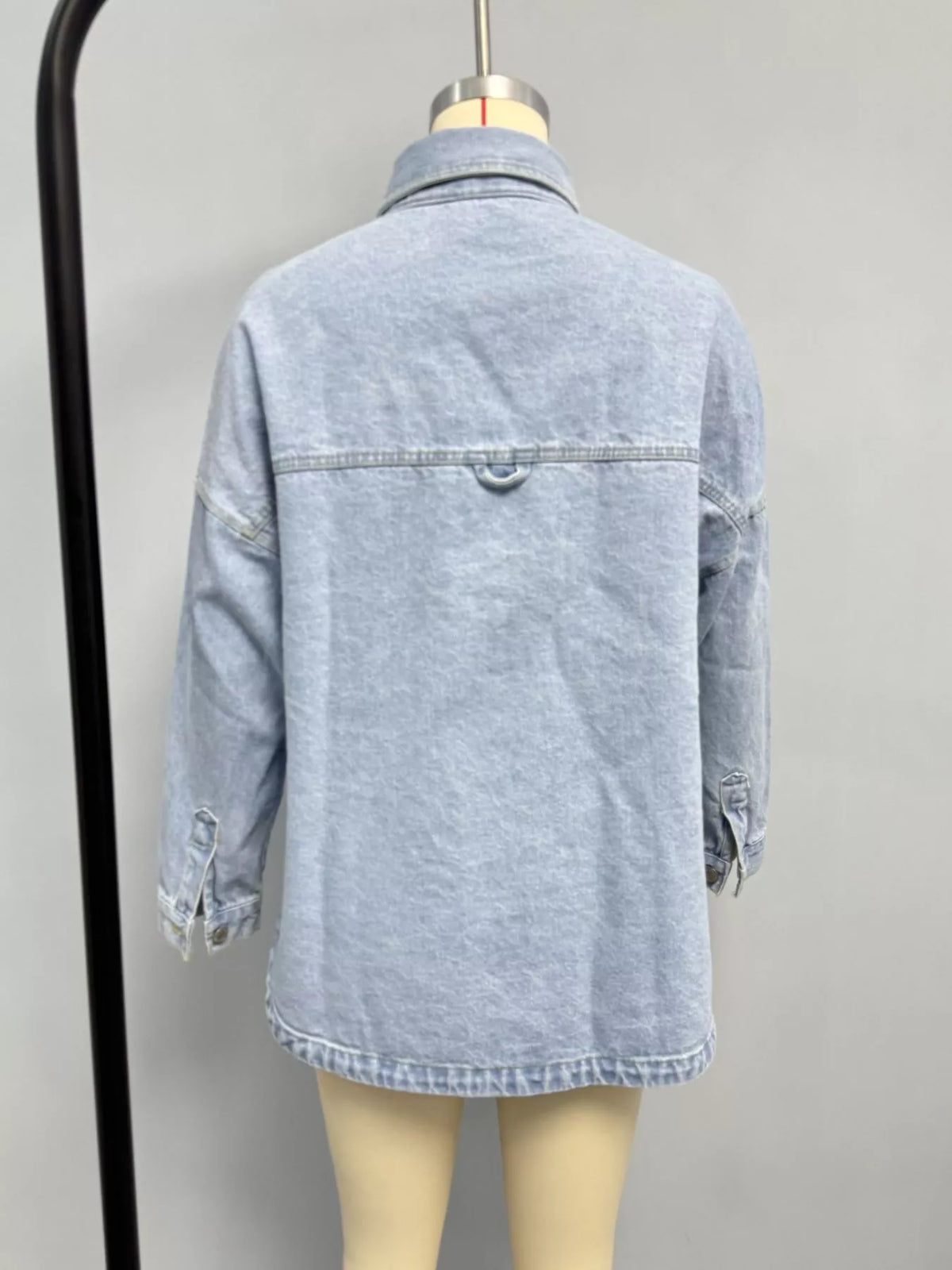 Button-Down Dropped Shoulder Denim Jacket