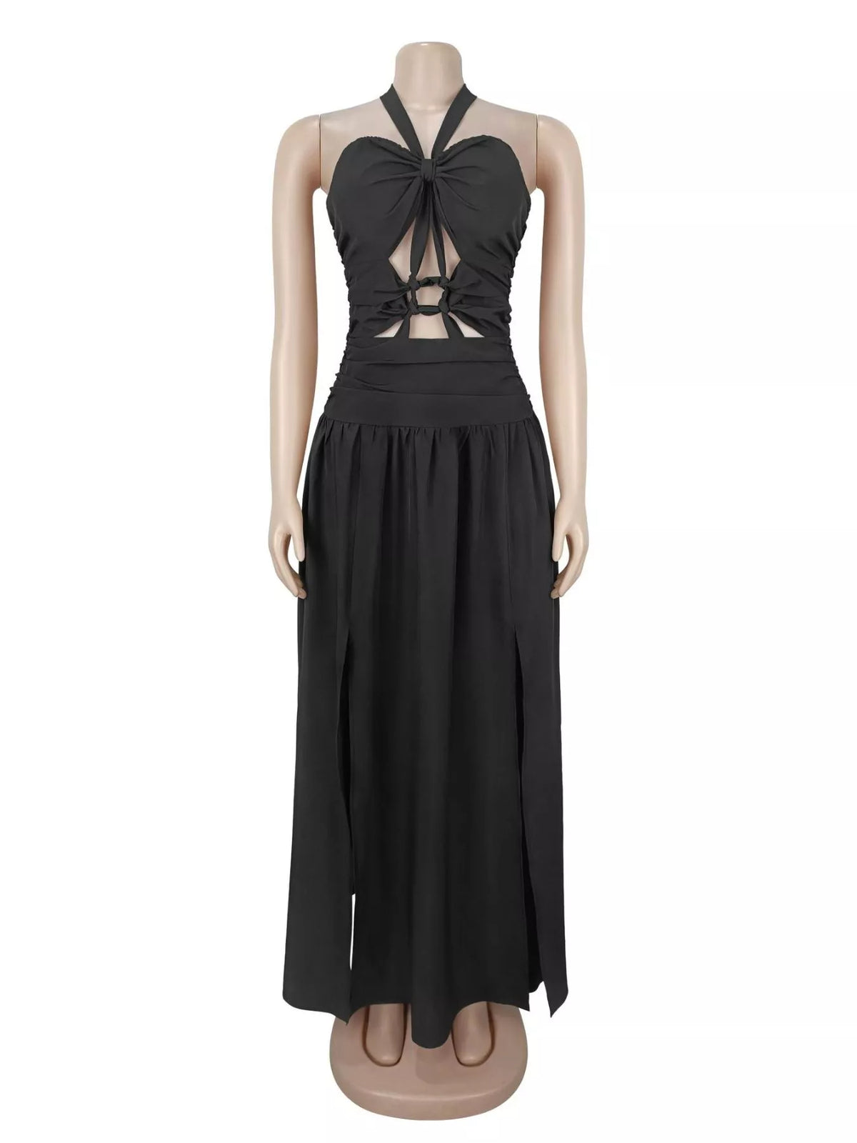 Halter Neck Cutout Maxi Dress