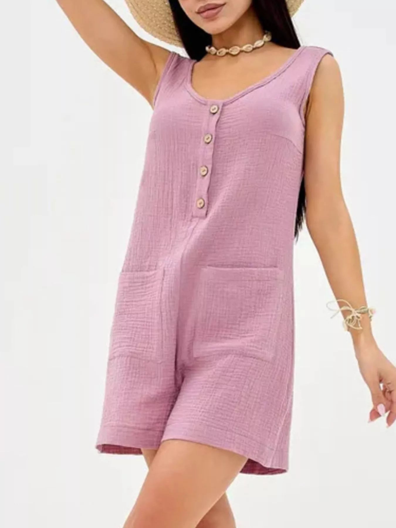 Button-Down Sleeveless Romper