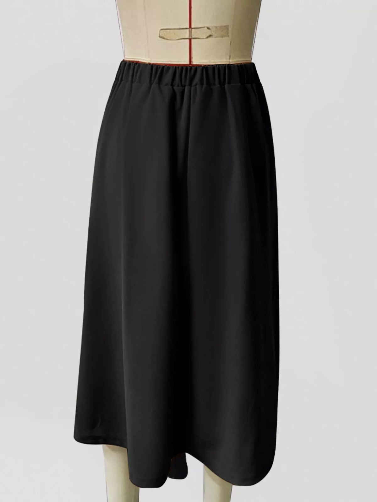 Asymmetrical Hem A-Line Skirt in Black