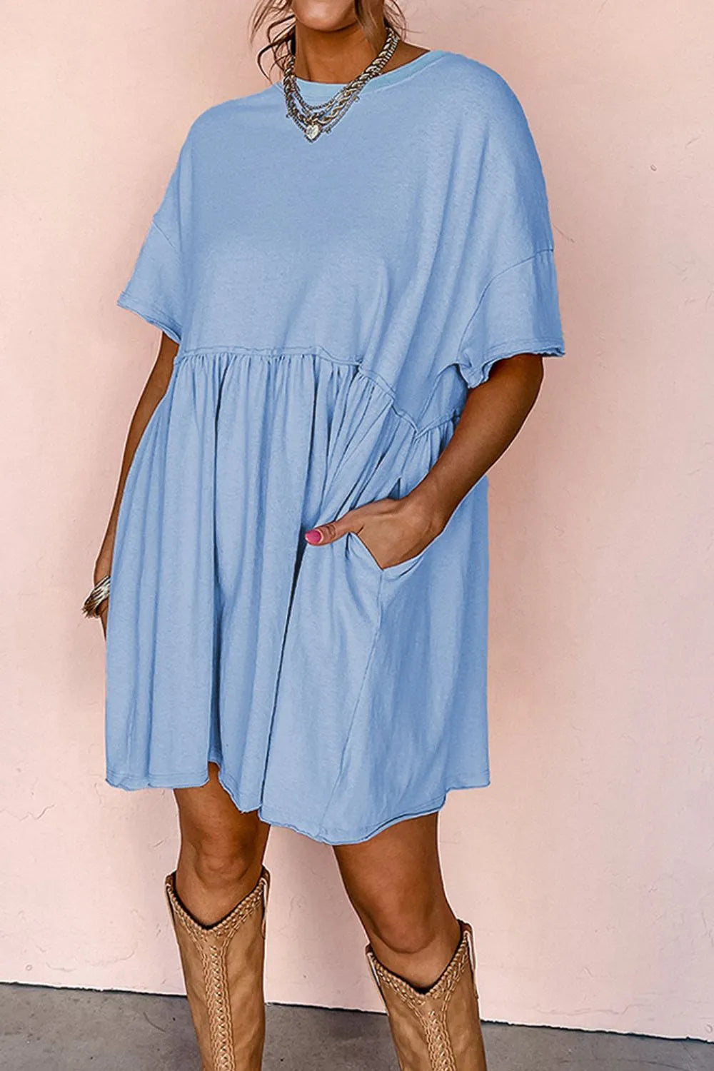 Round Neck Half Sleeve Tee Dress