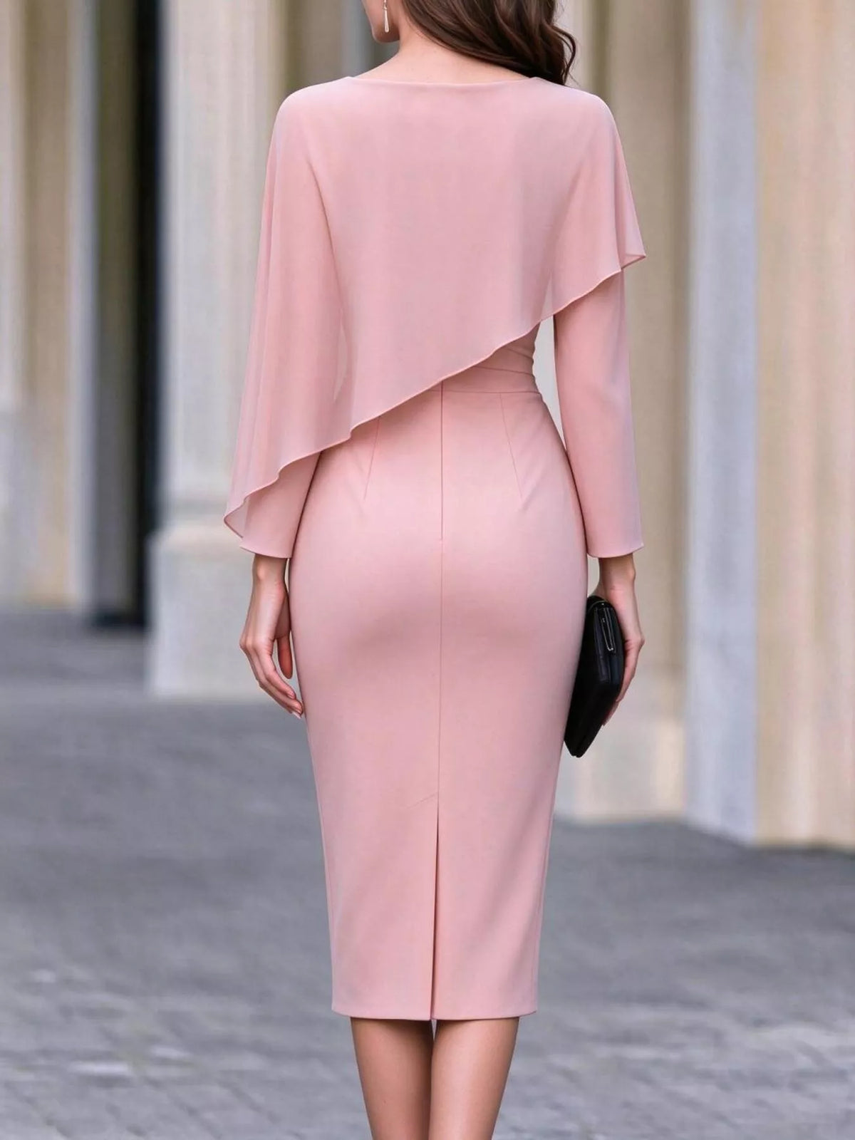 Cape-Style Bodycon Midi Dress