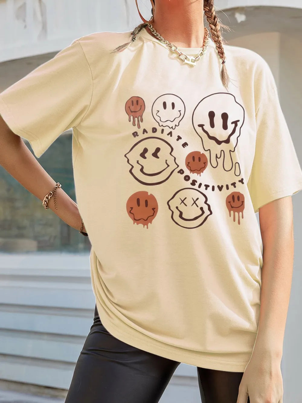 Graphic Half Sleeve T-Shirt in Tan