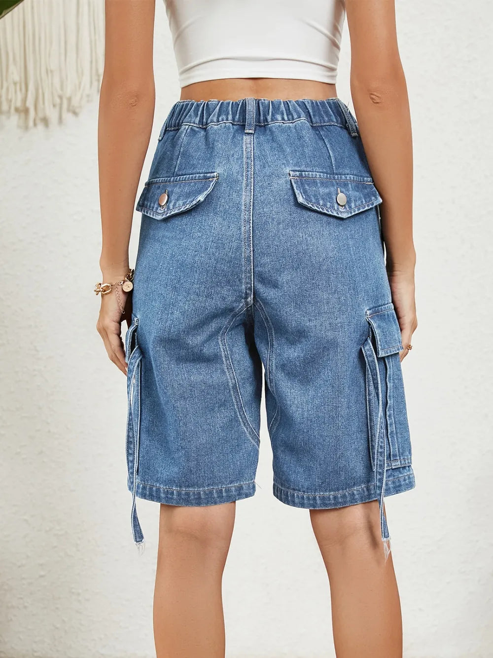 High-Waisted Pocket Denim Shorts by Manny