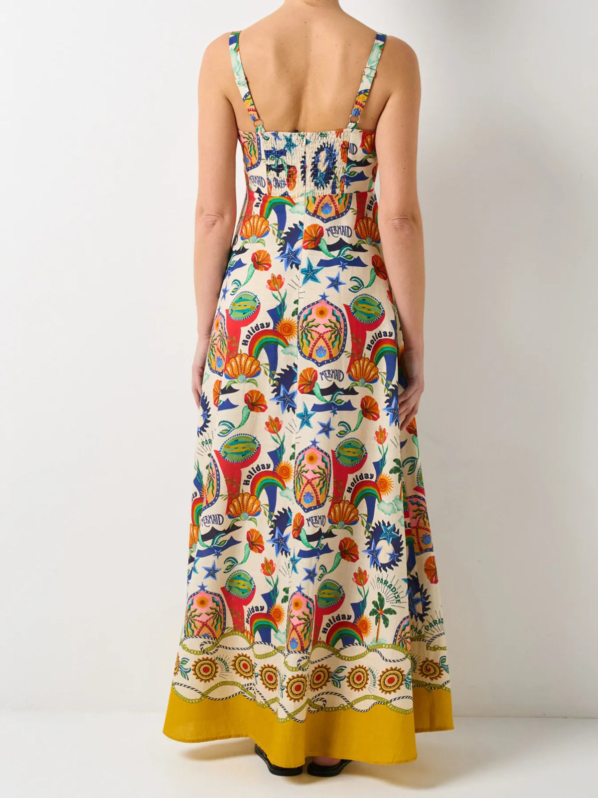 Printed Square Neck Maxi Dress in Multicolor