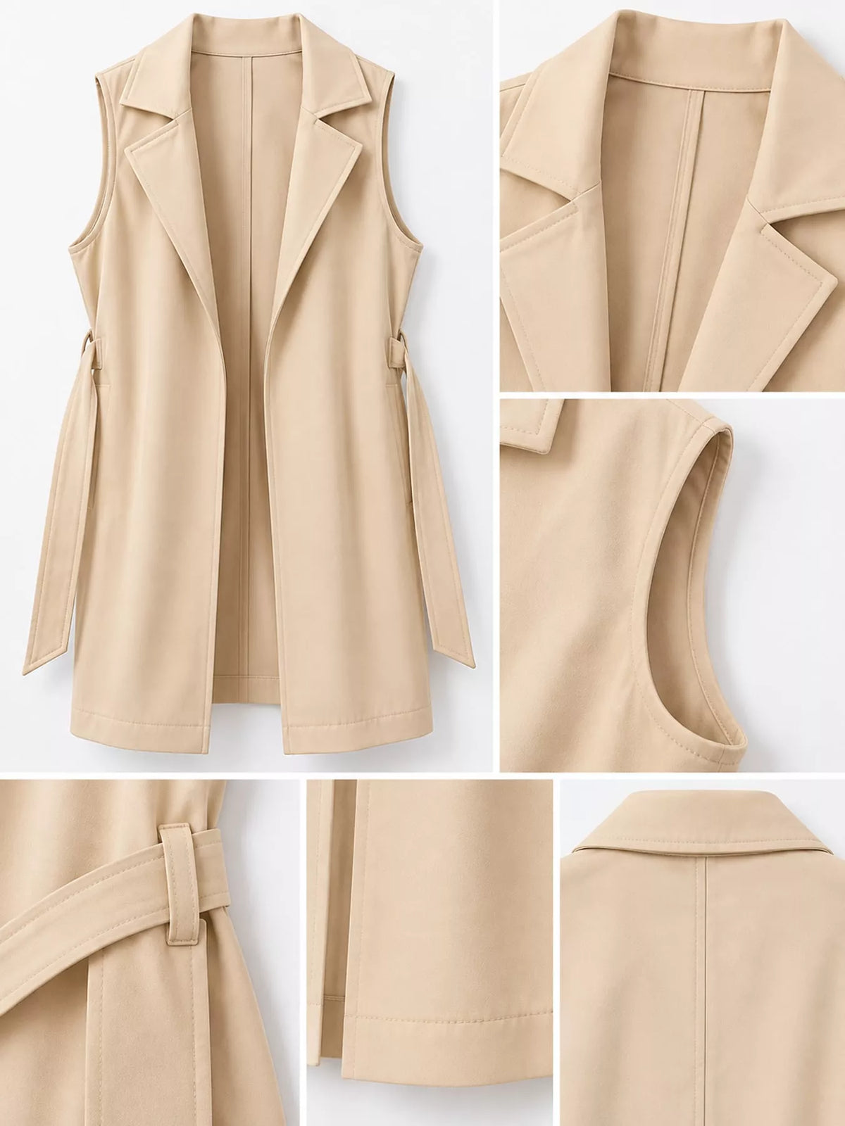 Tie-Waist Longline Vest Coat