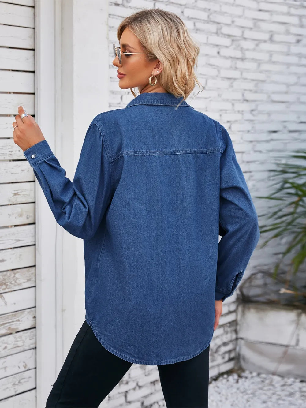 Collared Button-Up Denim Jacket by Manny