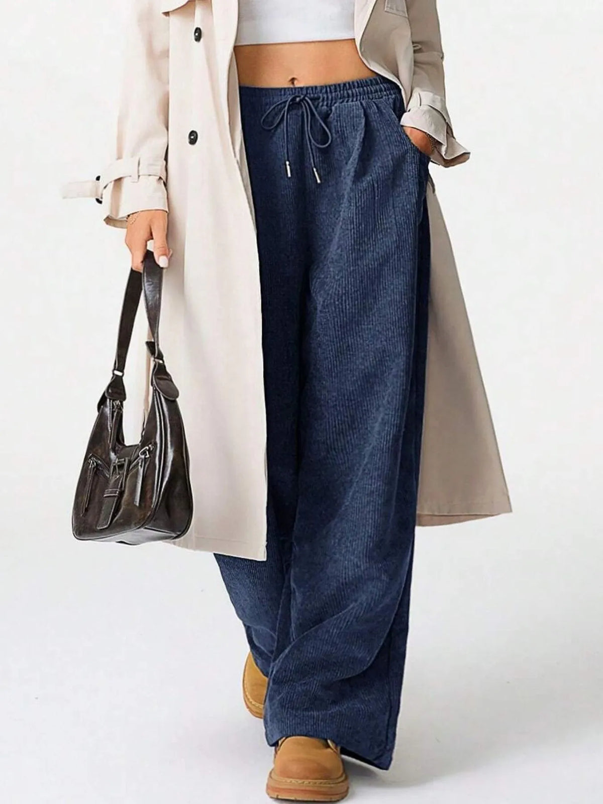 Drawstring Wide-Leg Pants