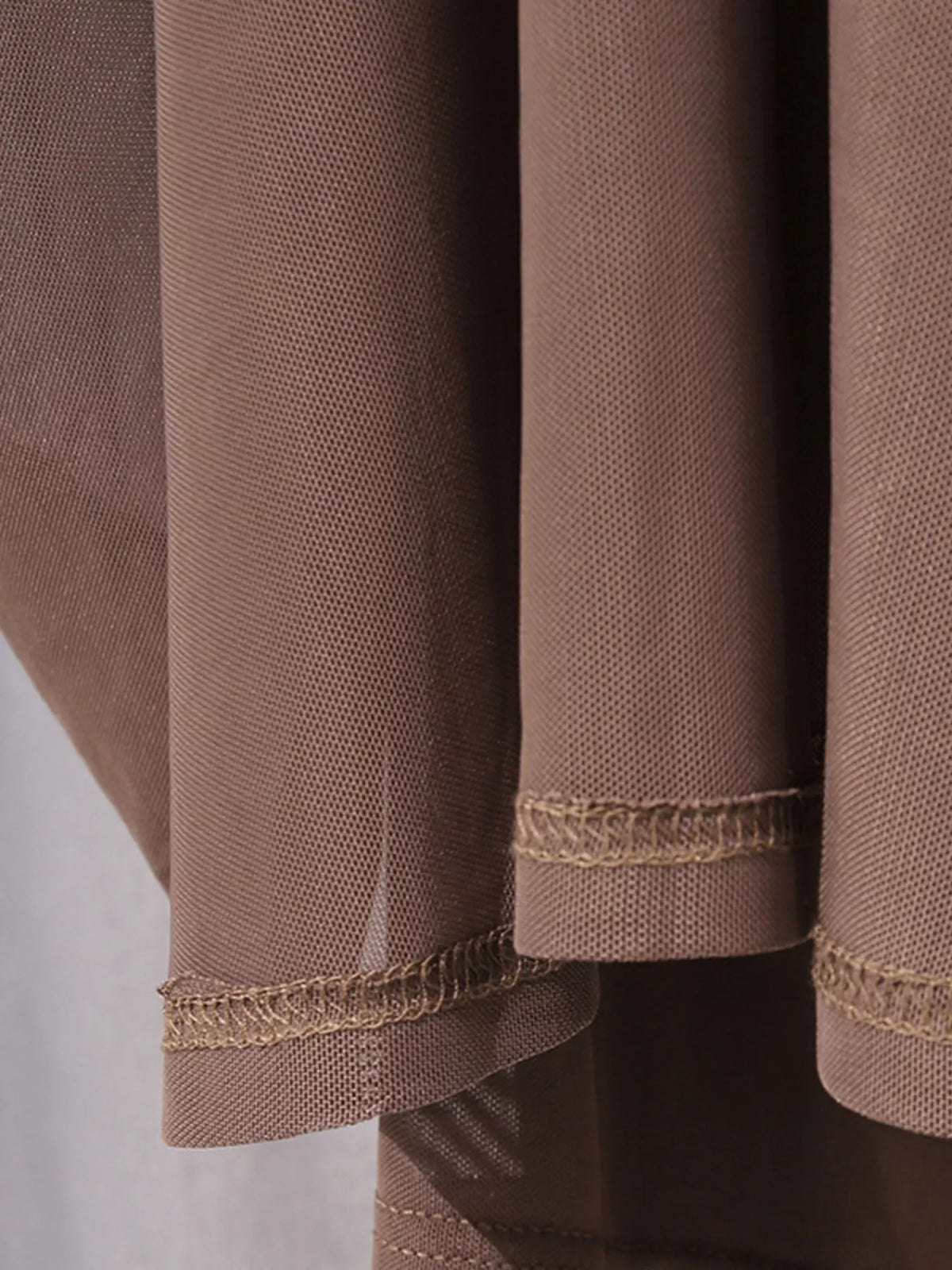 Ruched Long-Sleeve Maxi Dress in Brown