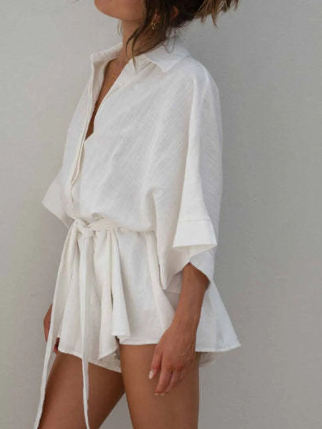 Collared Half Sleeve Romper