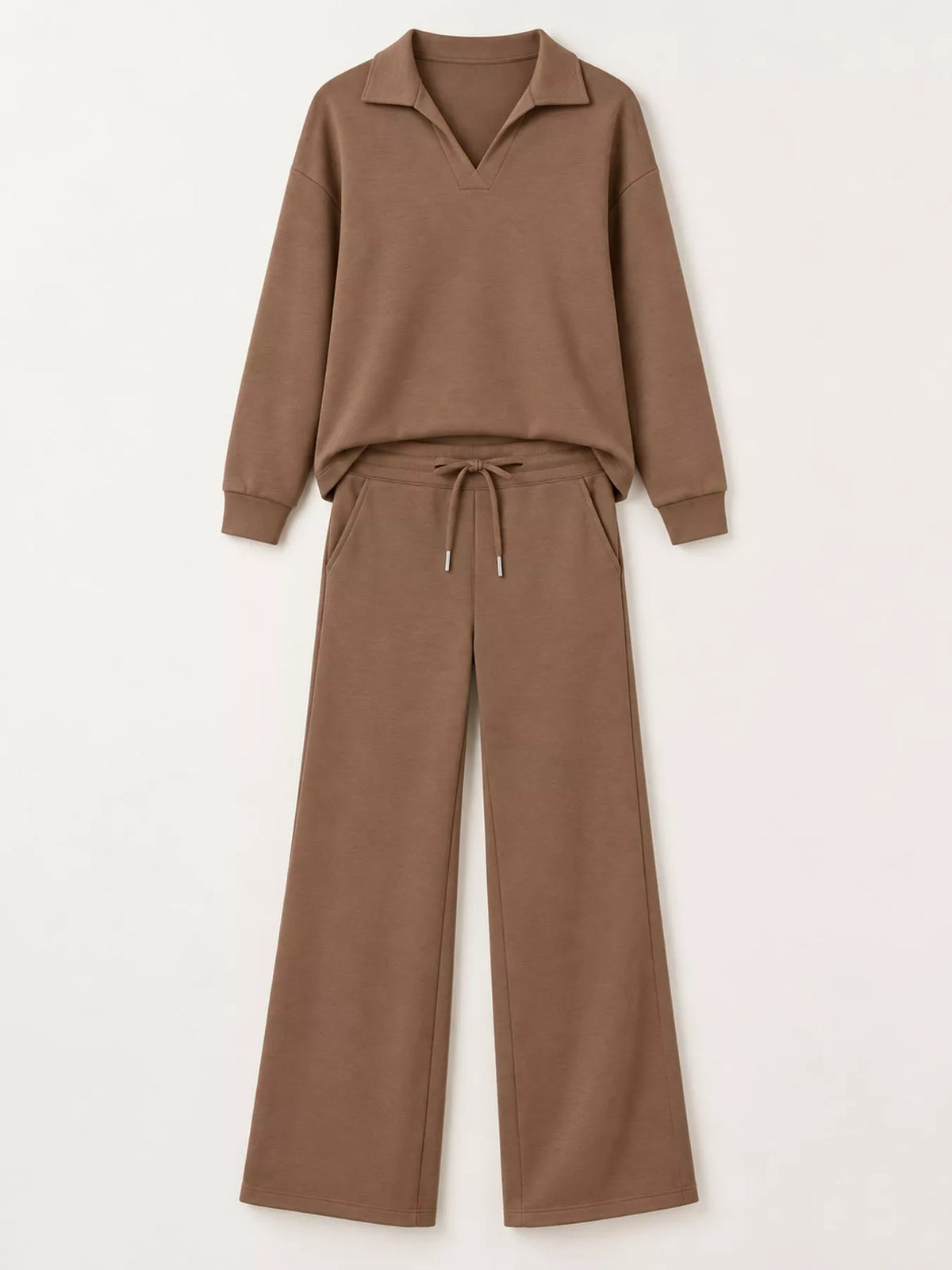 Dropped Shoulder Top and Drawstring Pant Set