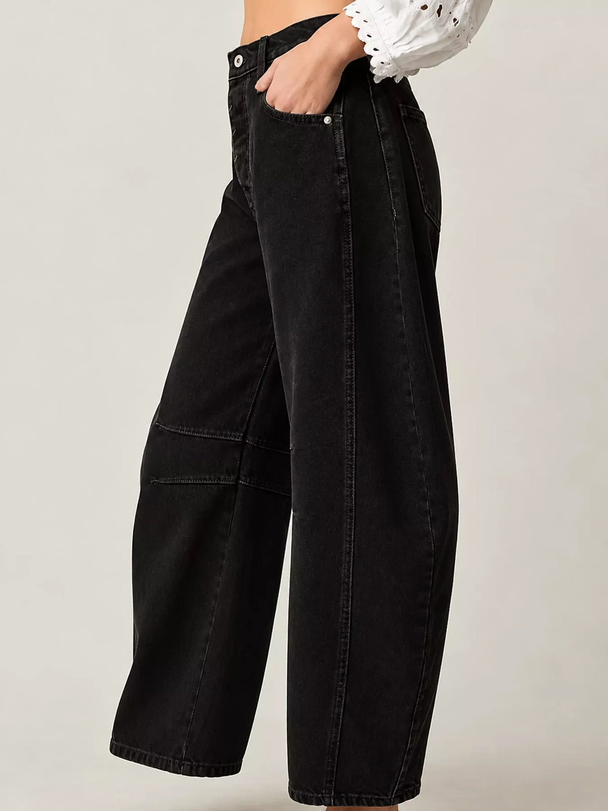 Washed Barrel-Leg Jeans