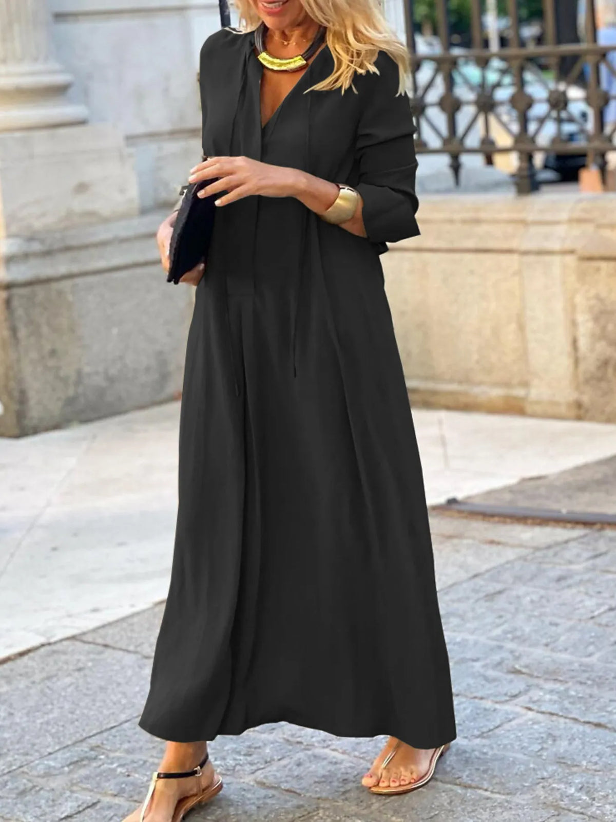 Solid Maxi Shirt Dress