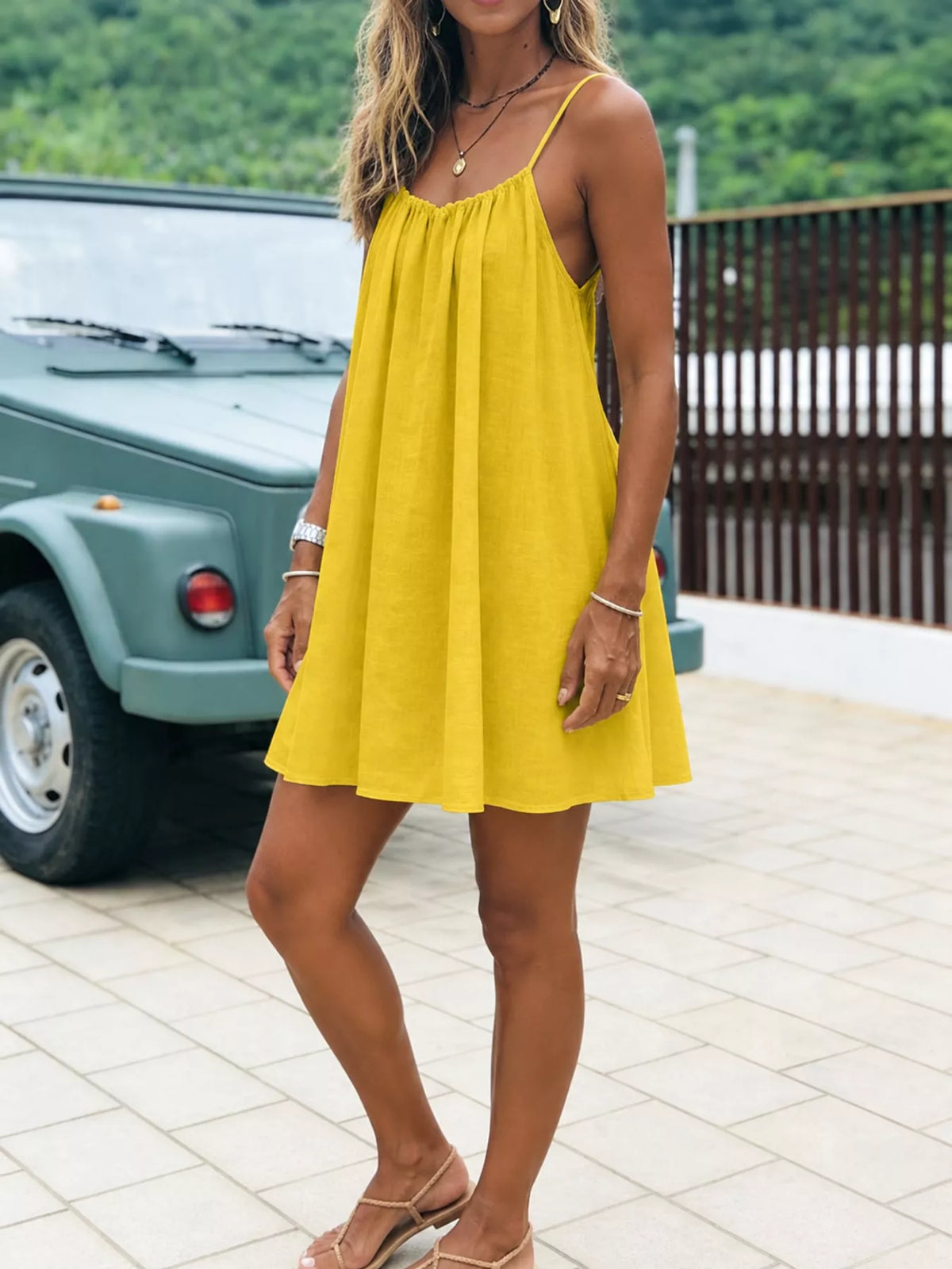 Backless Spaghetti Strap A-Line Mini Dress