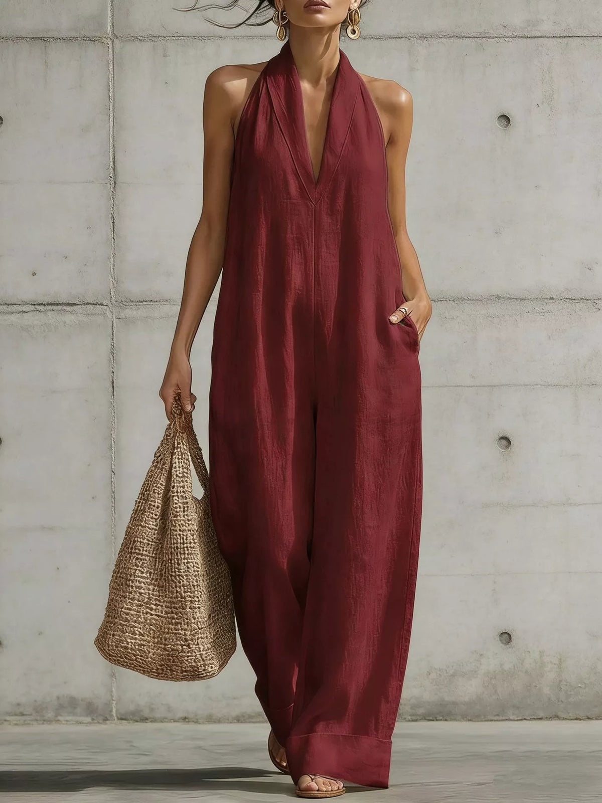 Halter Neck Wide Leg Jumpsuit