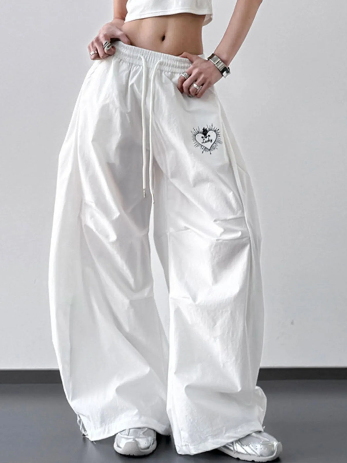 Oversized Drawstring Wide Leg Pants