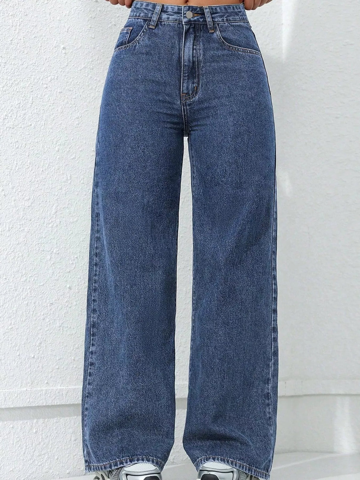 High-Waisted Wide Leg Jeans with Pockets