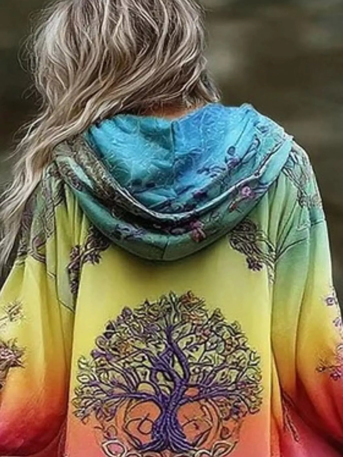 Oversized Tree Graphic Hooded Jacket
