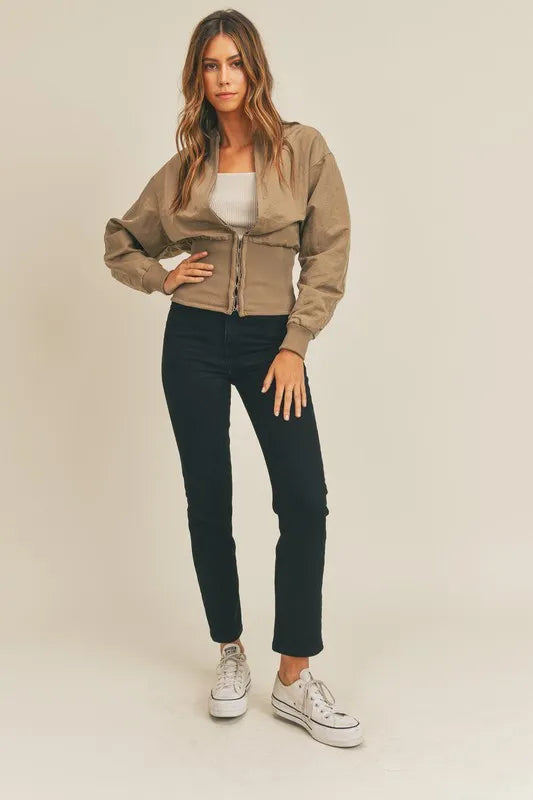Two-Way Long Sleeve Jacket in Mocha