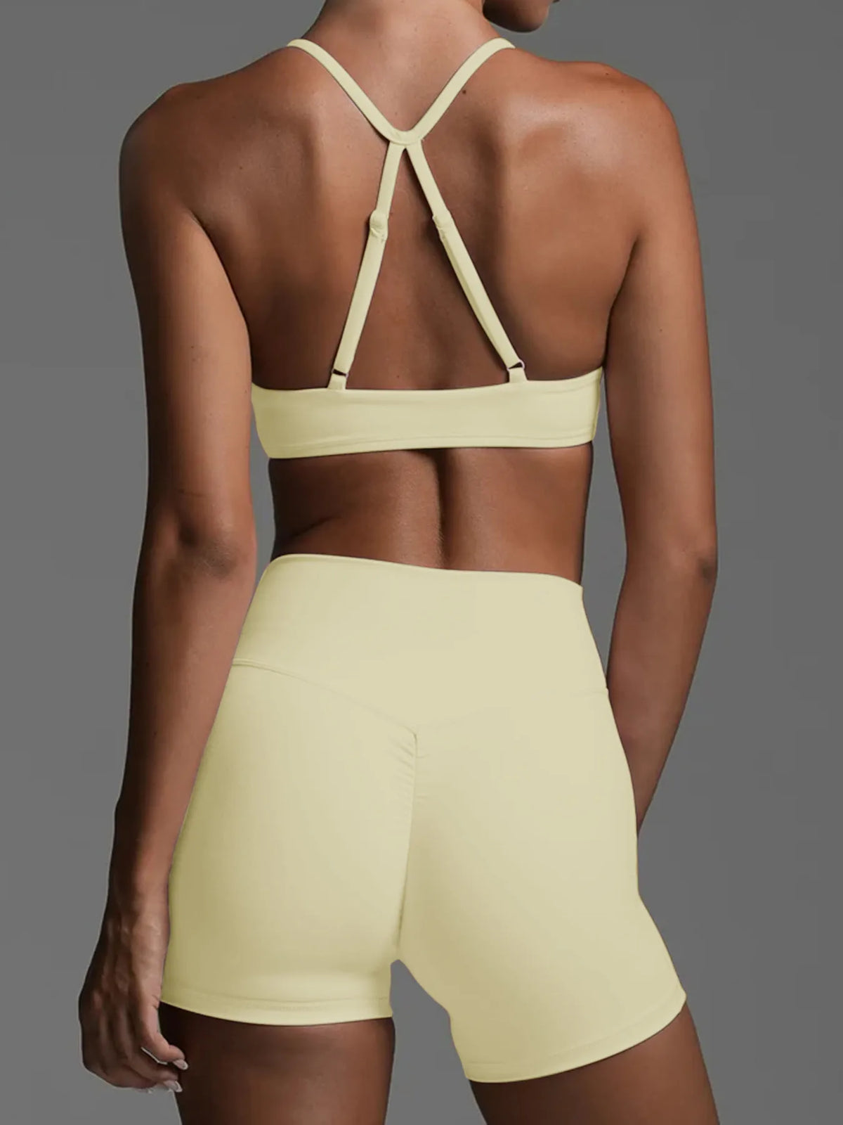 Ruched Sports Bra and Shorts Set