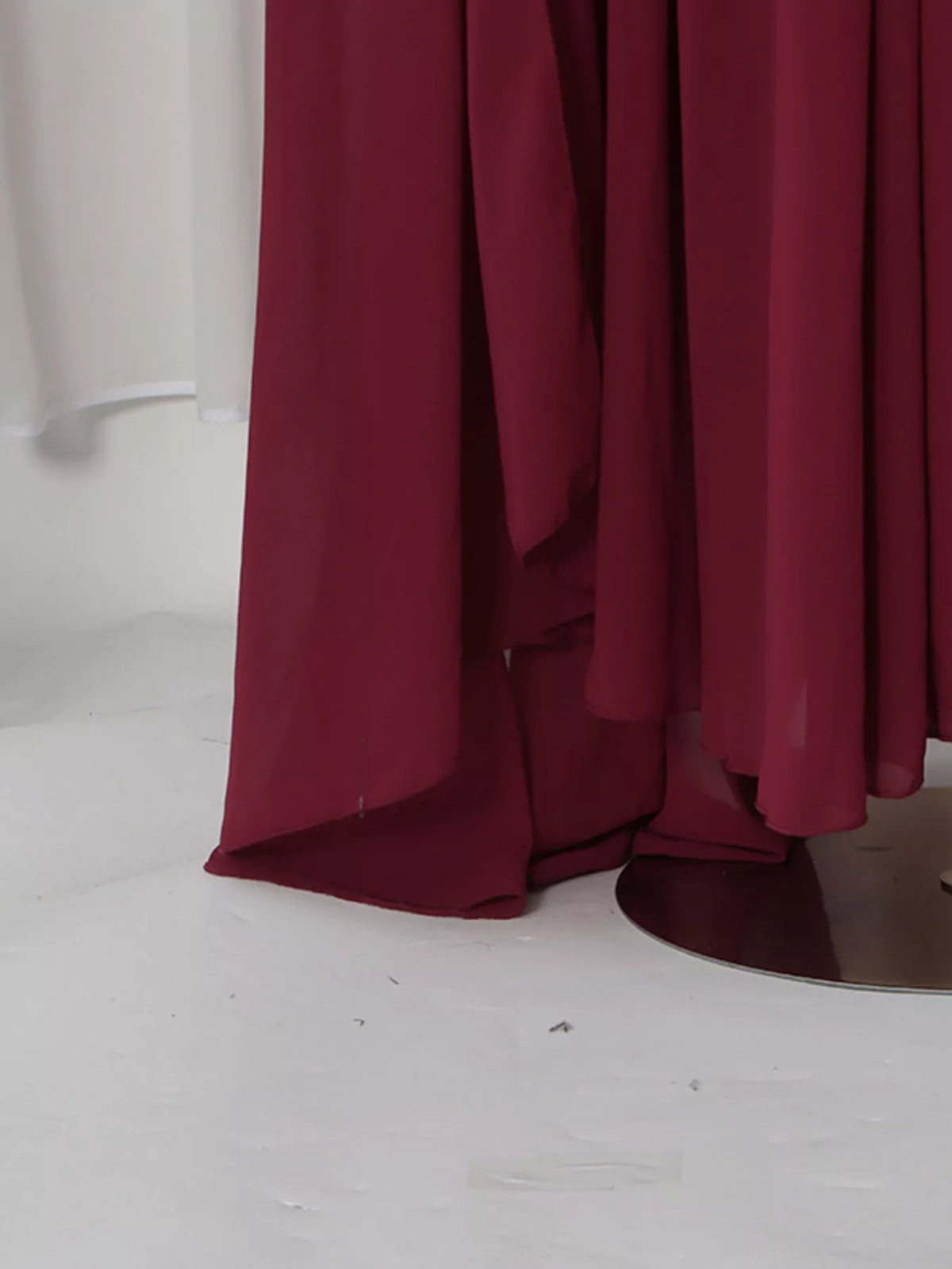 Ruched Halter Neck Cape Maxi Dress in Red