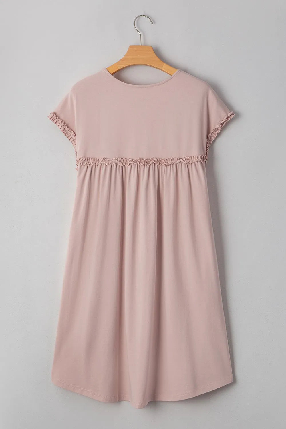 Frilled Trim Mini Dress in Dusty Pink