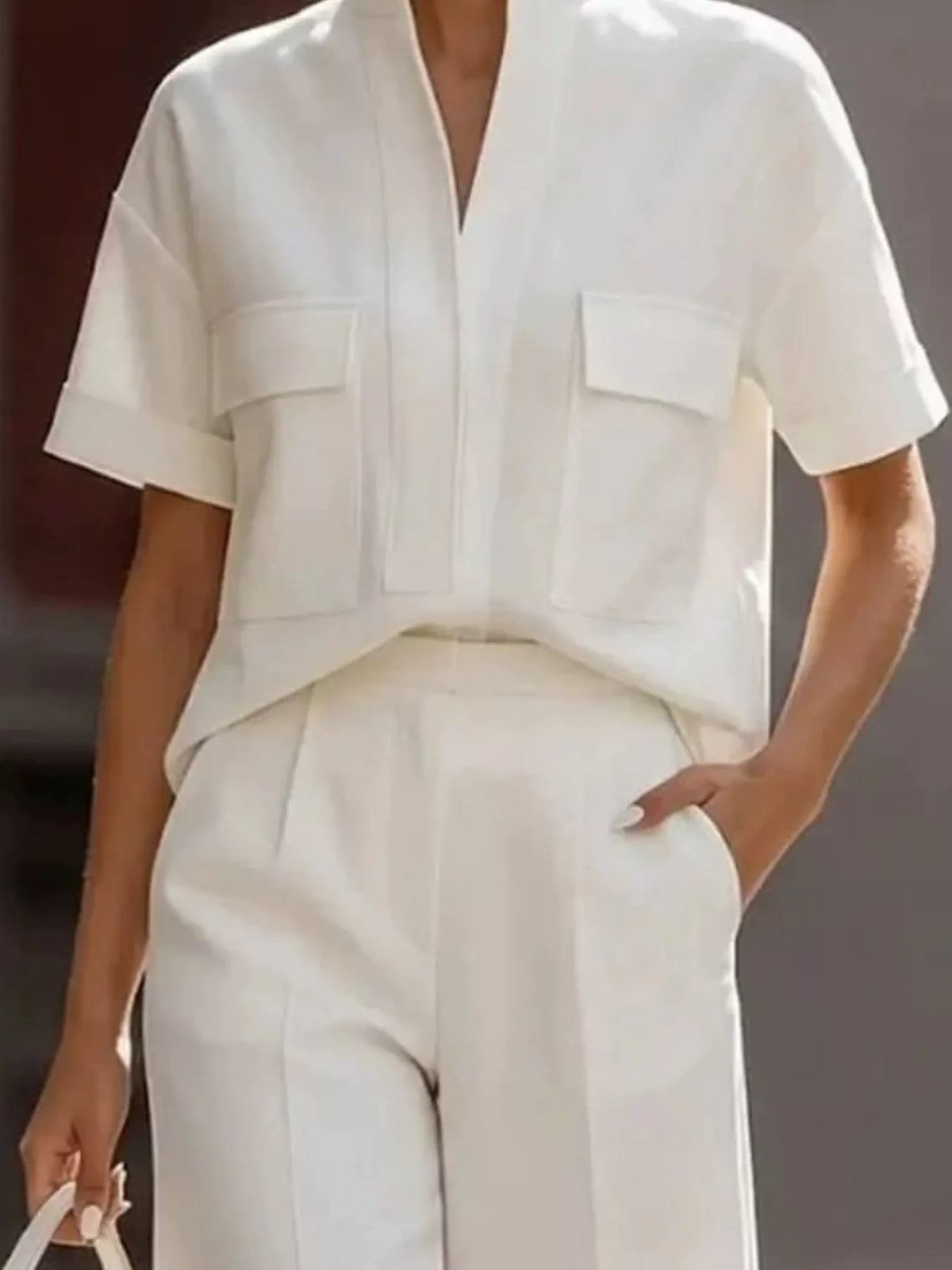 Short-Sleeve Shirt and Capris Two-Piece Set
