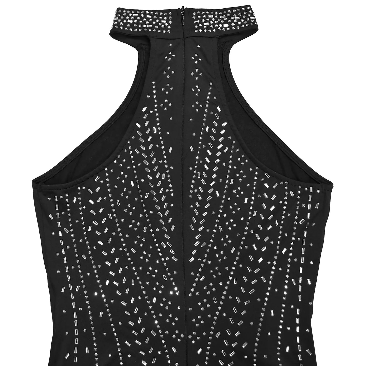 Sparkling Rhinestone Cutout Jumpsuit in Black