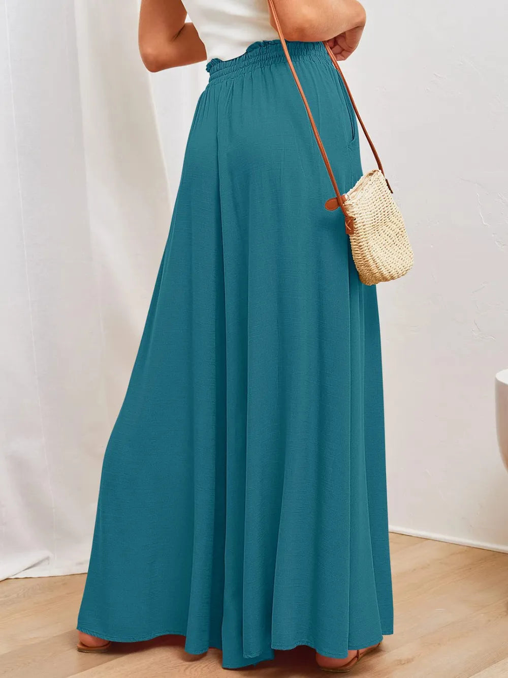 Opaque Wide Leg Pants with Pockets