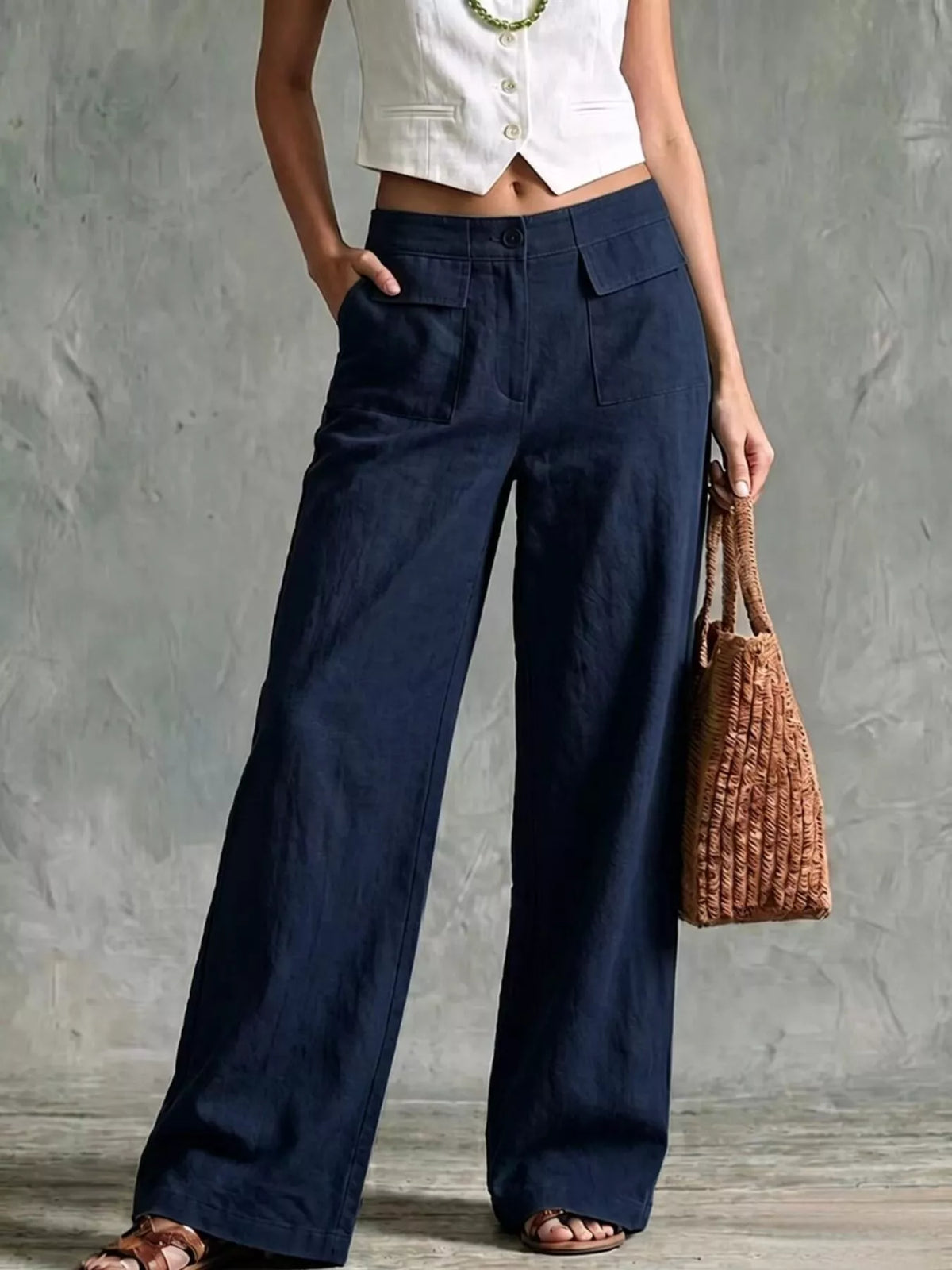 Basic Wide Leg Pocket Pants