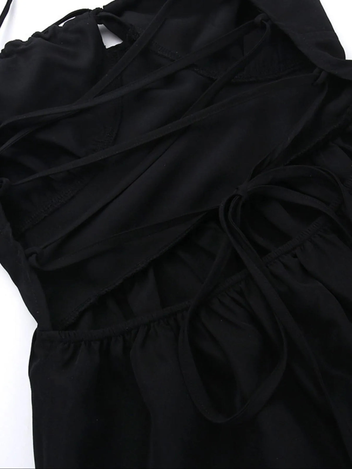 Tiered Lace-Up Spaghetti Strap Maxi Dress