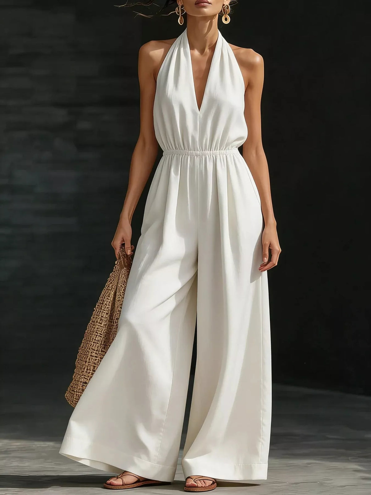 Halter Neck Wide Leg Jumpsuit