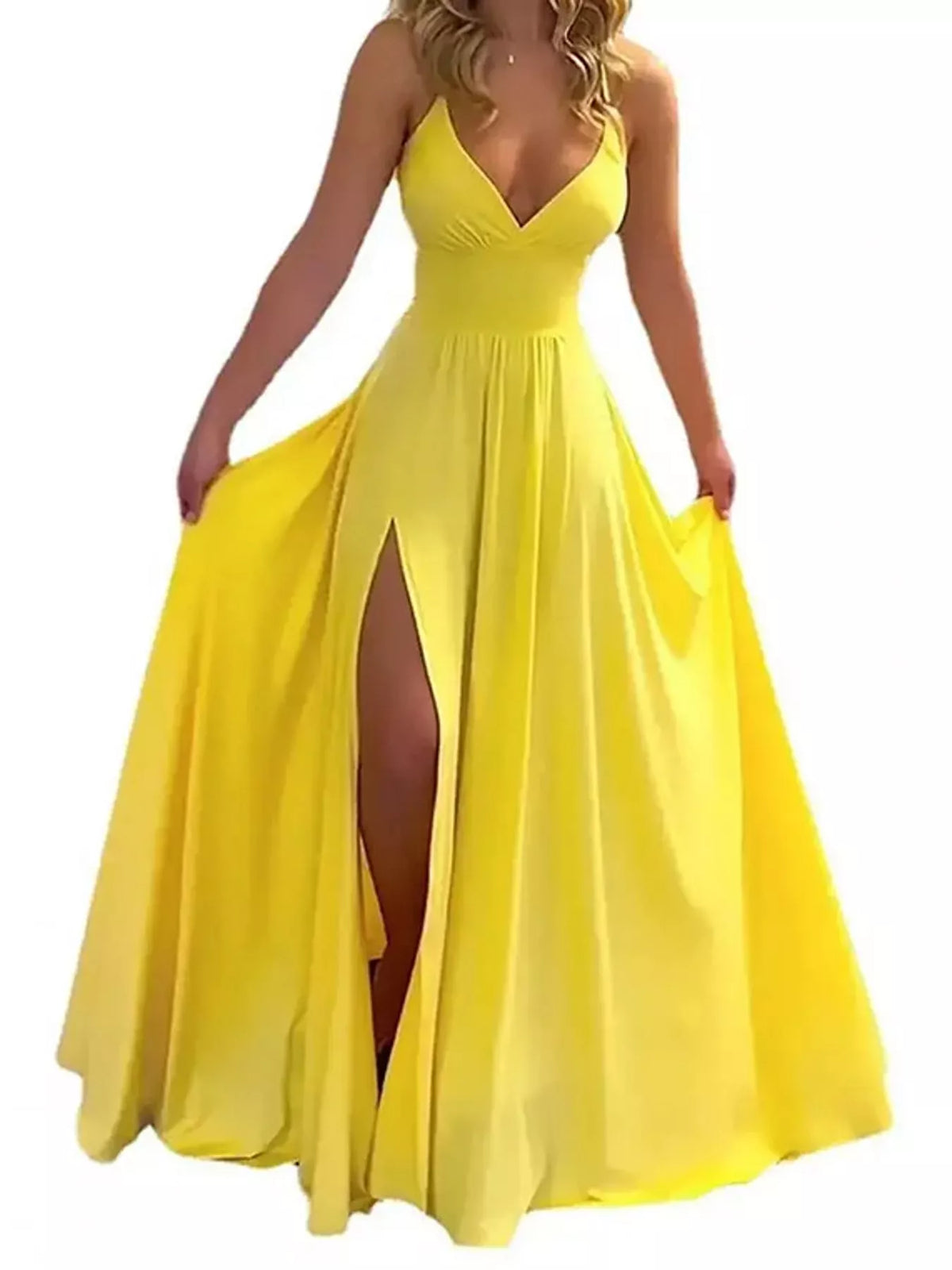Sleeveless High-Slit Flowy Maxi Dress