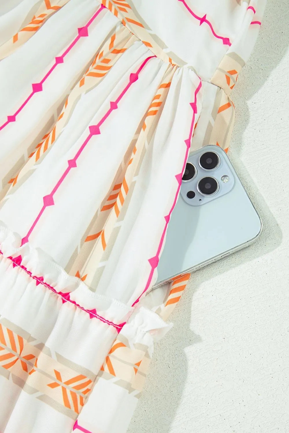 Printed Ruffled Loose Dress in Sherbet