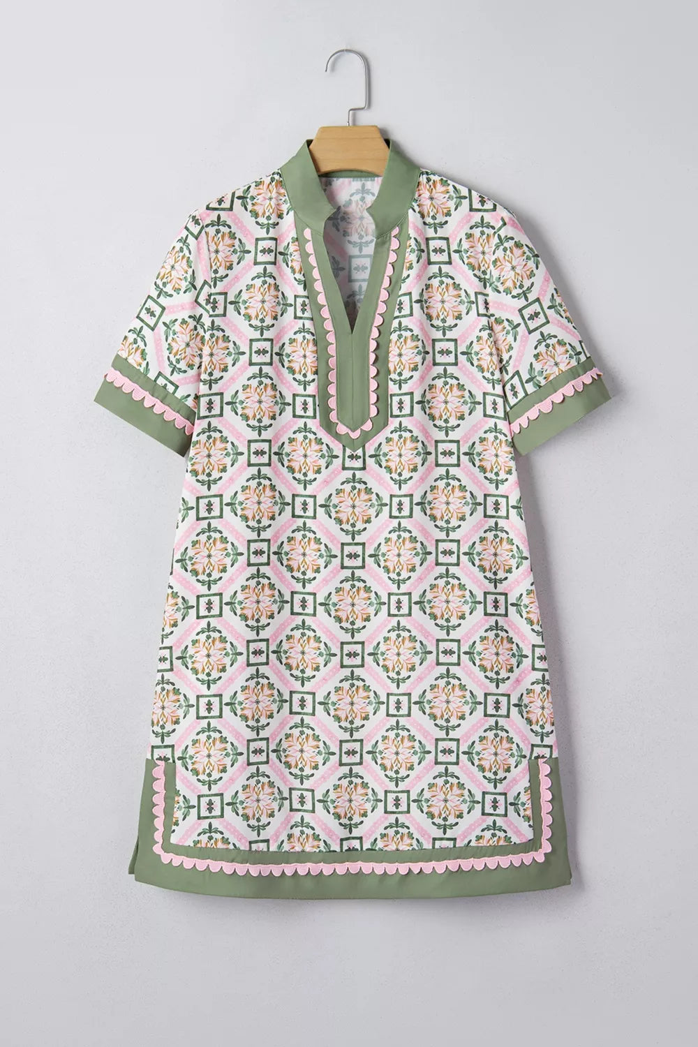 Boho Geometric Floral Mini Dress