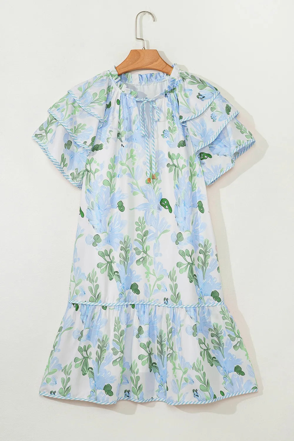Floral Contrast-Edge Mini Dress